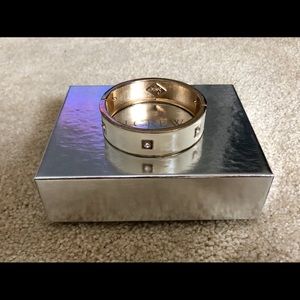 JCREW white and gold hinge BANGLE